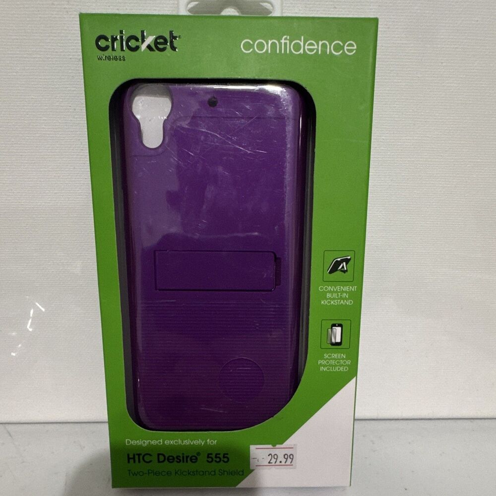 Cricket Confidence Kickstand Case + Screen Protector HTC Desire 555 Purple